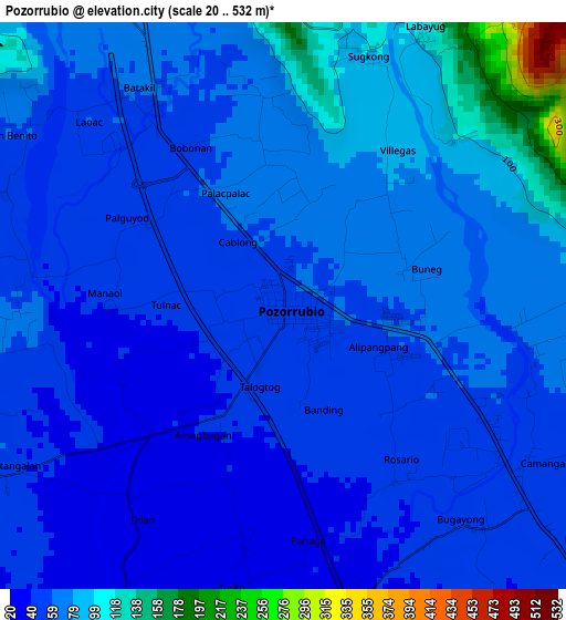 Pozorrubio elevation map