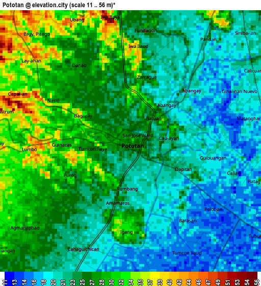 Pototan elevation map