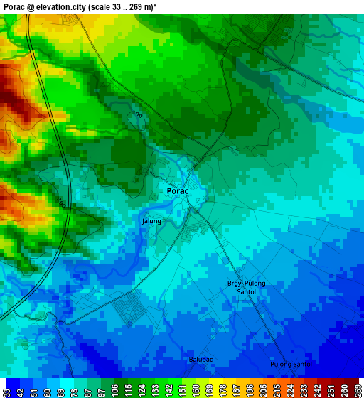 Porac elevation map