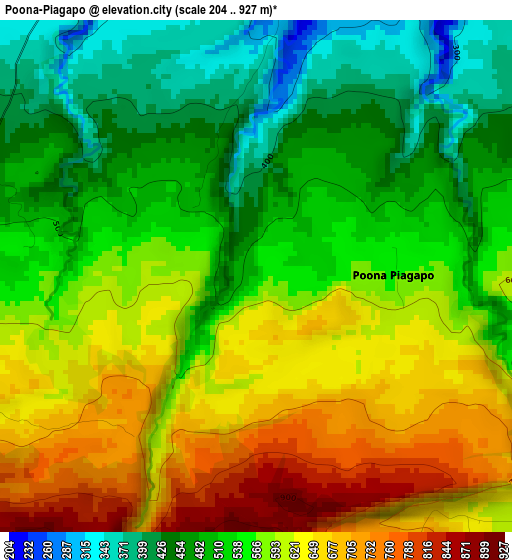 Poona-Piagapo elevation map