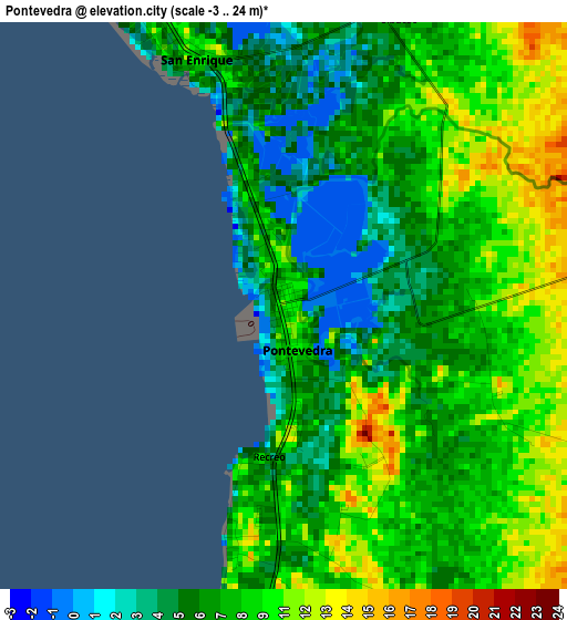 Pontevedra elevation map