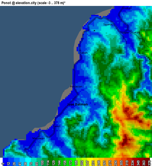 Ponot elevation map