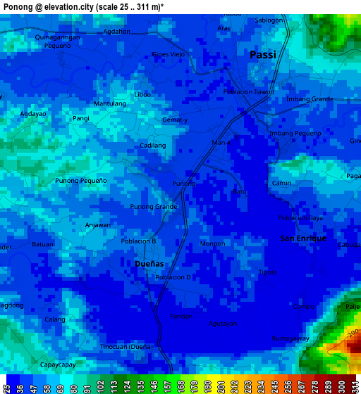 Ponong elevation map