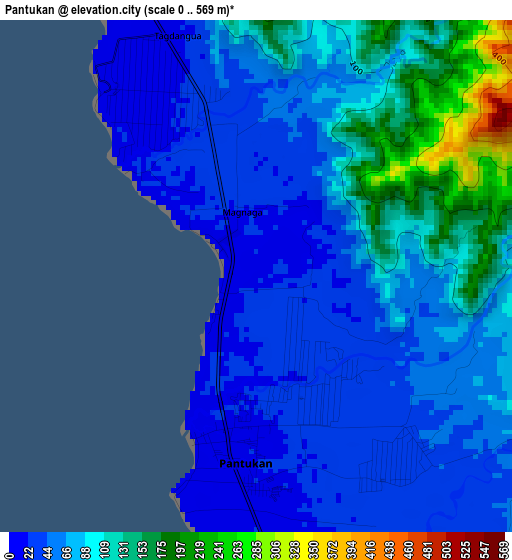 Pantukan elevation map