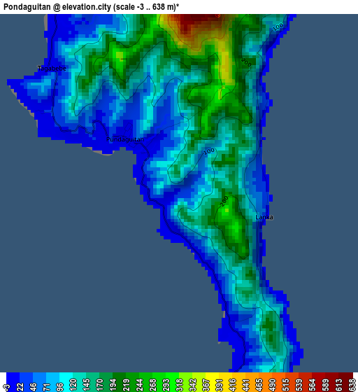 Pondaguitan elevation map