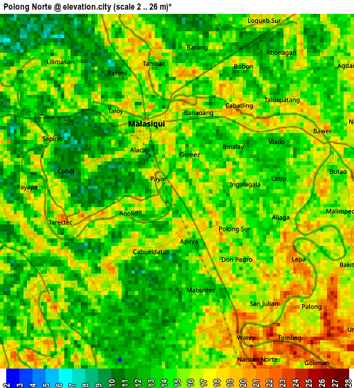 Polong Norte elevation map