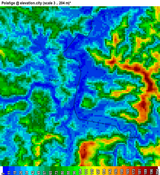 Polañge elevation map