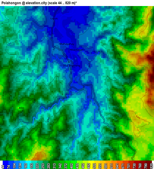 Polahongon elevation map