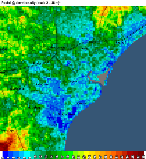 Poctol elevation map