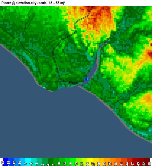 Placer elevation map