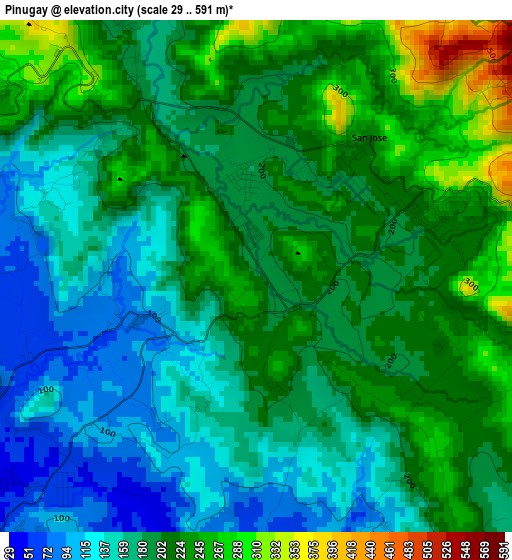 Pinugay elevation map