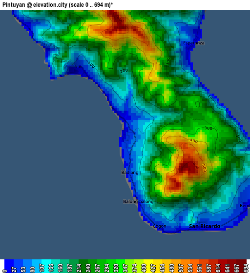 Pintuyan elevation map