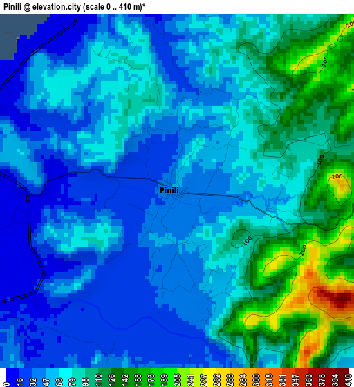 Pinili elevation map