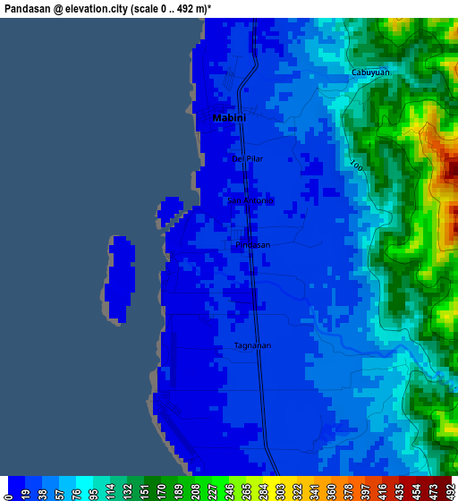 Pandasan elevation map