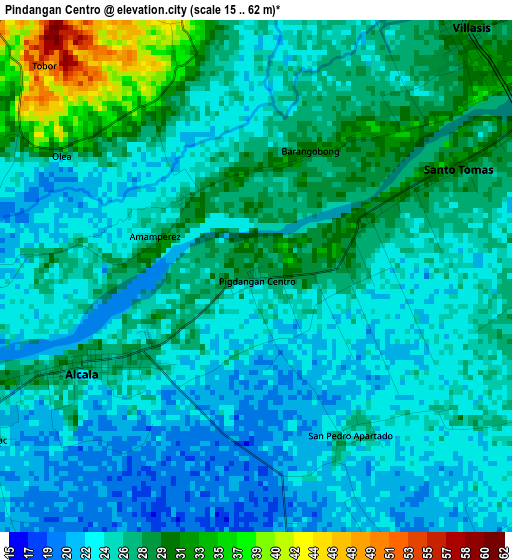 Pindangan Centro elevation map