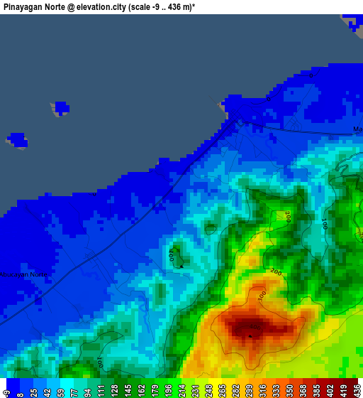 Pinayagan Norte elevation map