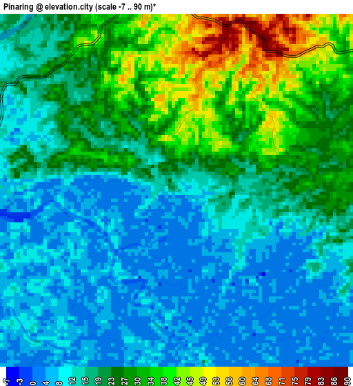 Pinaring elevation map