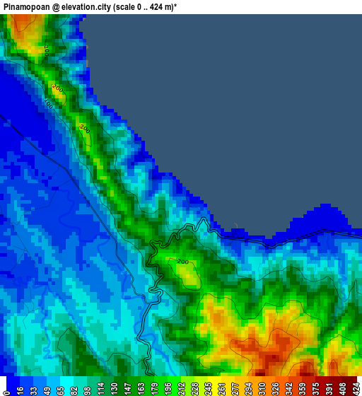 Pinamopoan elevation map