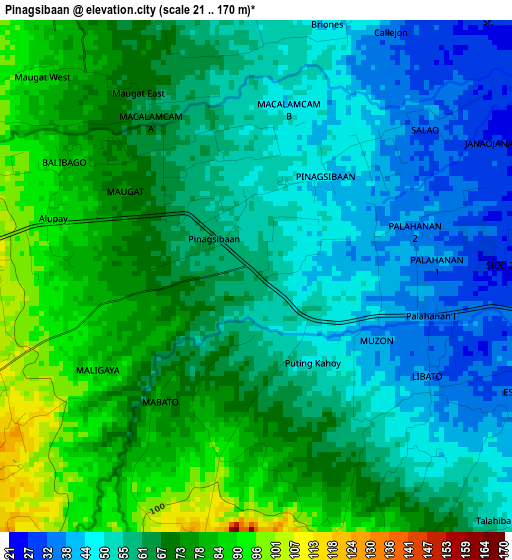 Pinagsibaan elevation map