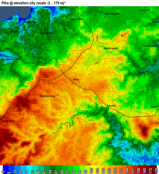 Piña elevation map