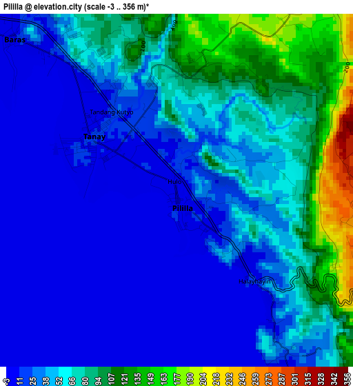 Pililla elevation map