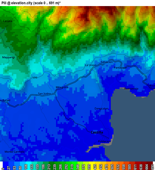 Pili elevation map