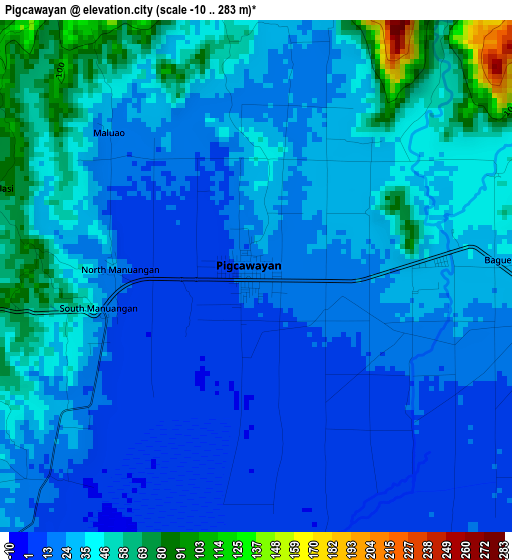 Pigcawayan elevation map