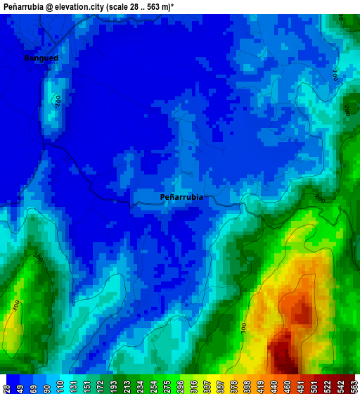 Peñarrubia elevation map