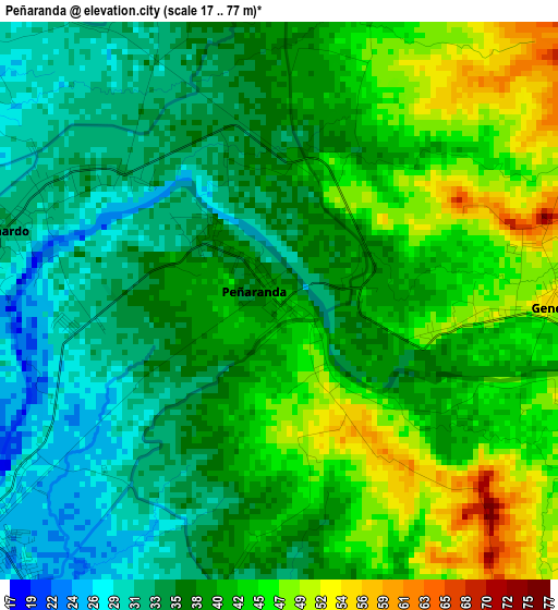 Peñaranda elevation map