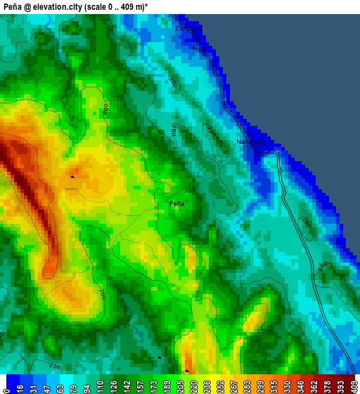 Peña elevation map