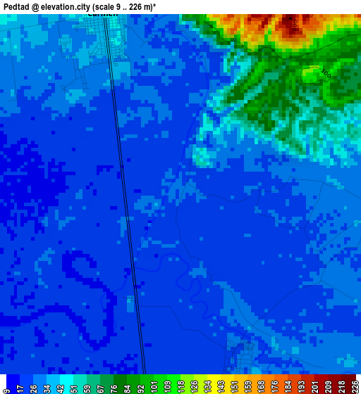 Pedtad elevation map