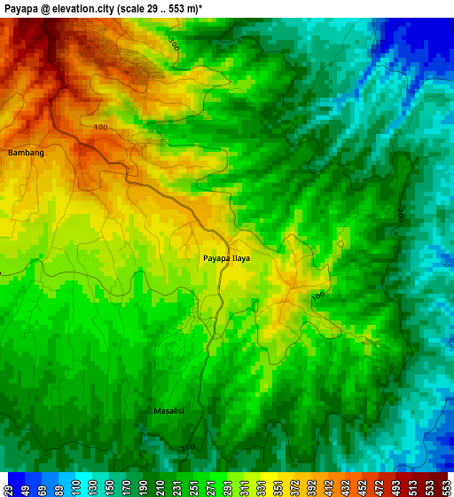 Payapa elevation map