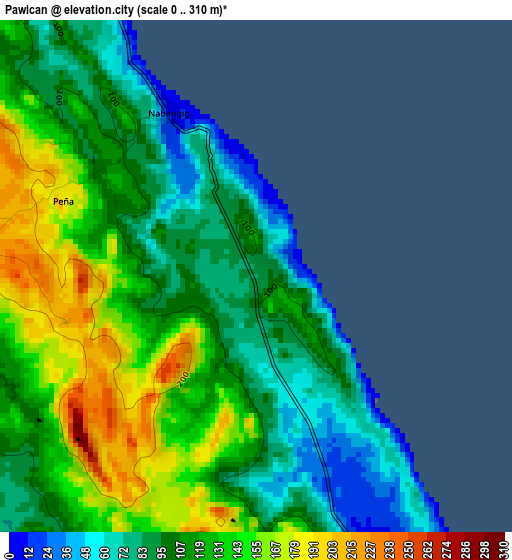 Pawican elevation map