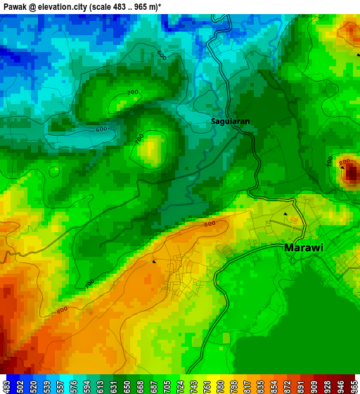 Pawak elevation map