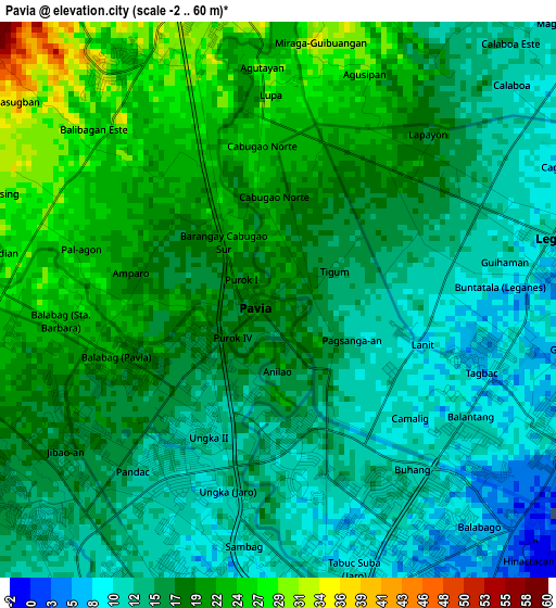 Pavia elevation map