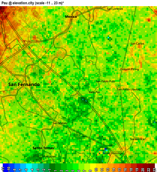 Pau elevation map