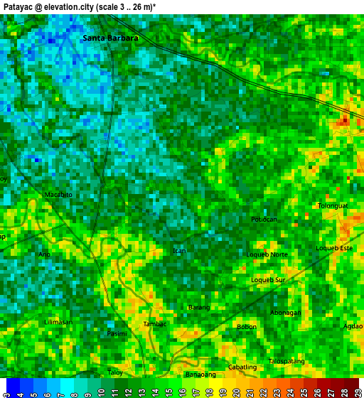 Patayac elevation map