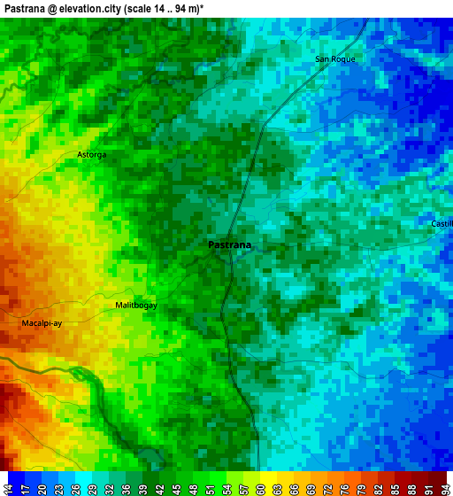 Pastrana elevation map