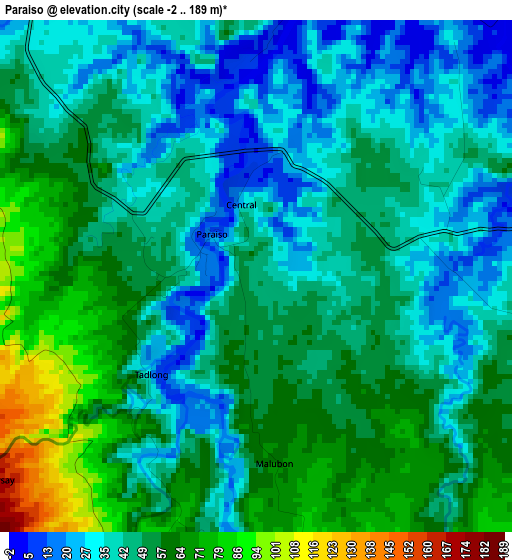 Paraiso elevation map