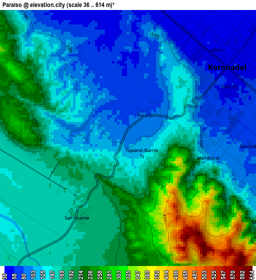 Paraiso elevation map