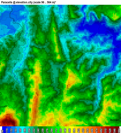 Paracelis elevation map