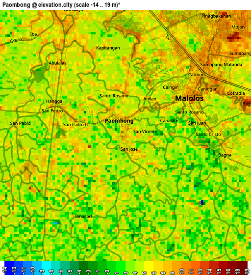 Paombong elevation map