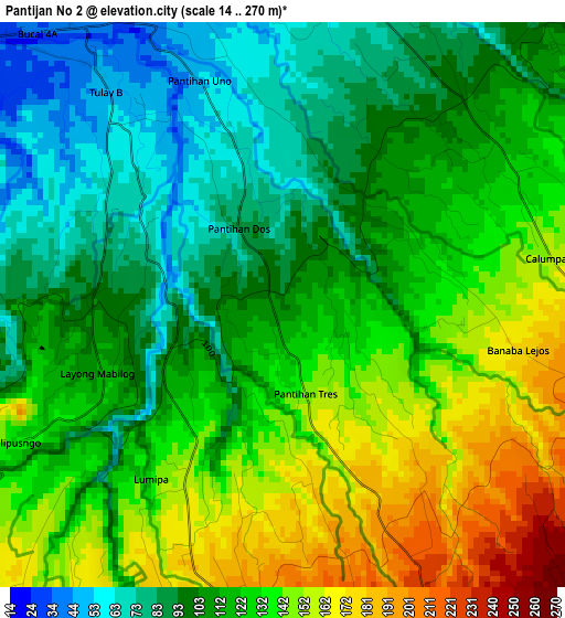 Pantijan No 2 elevation map