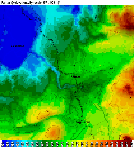 Pantar elevation map