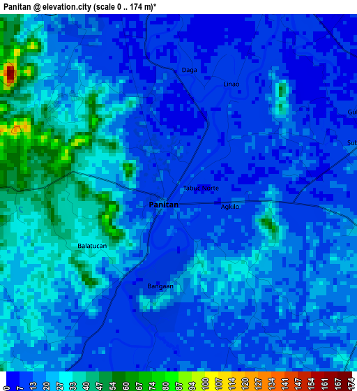 Panitan elevation map