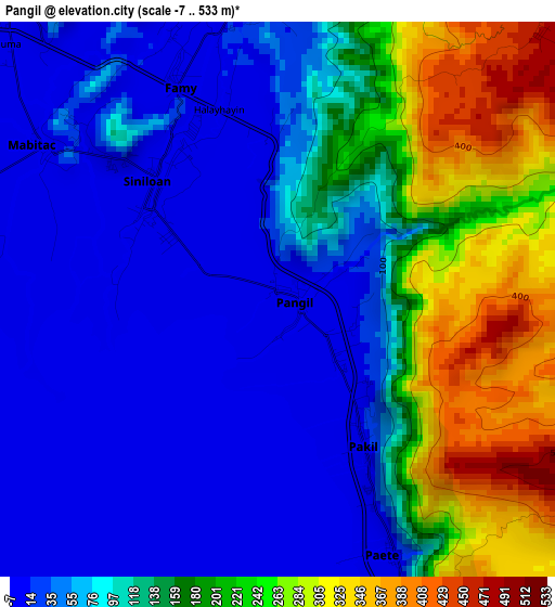 Pangil elevation map