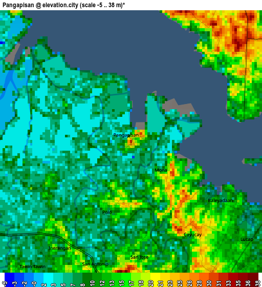 Pangapisan elevation map