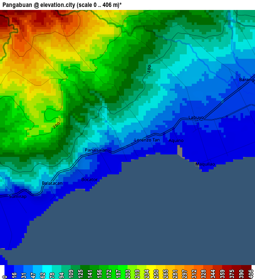 Pangabuan elevation map