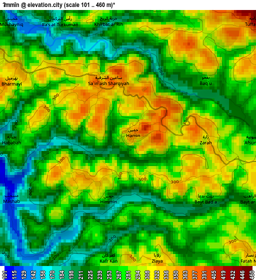 Ḩimmīn elevation map