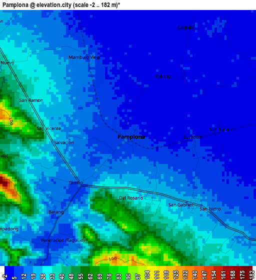 Pamplona elevation map